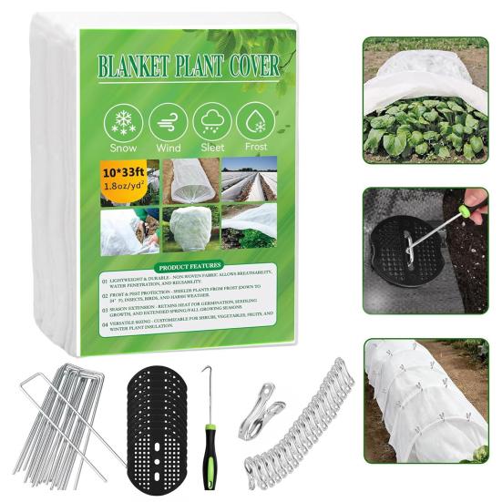 Bitki Örtüsü Don Koruması Kiti Kalınlaştırılmış Don Kumaşı Battaniye Yeniden Kullanılabilir Bahçe Yatak Örtüleri Kış Sera Tünel Kar Zararlı Koruması İçin