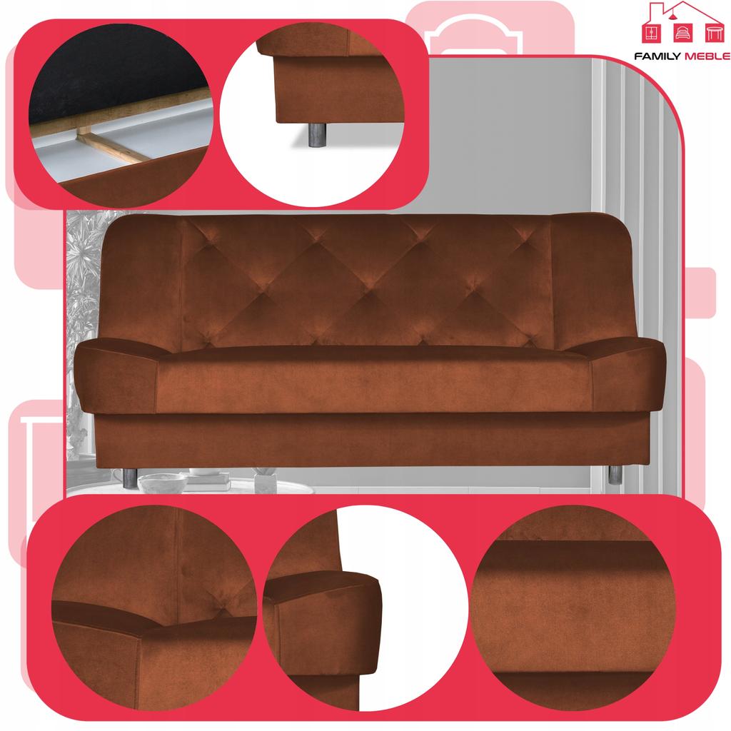 Kanapa sofa Sara Karo rozkładana wersalka spania bonell łóżko Family meble