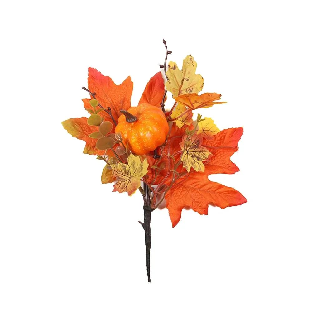 Artificial Maple Leaves Branch Fake Fall Leaves Stems Plants Outdoor Home Decor Outdoor Artificial Flower New Year 2025 Decor