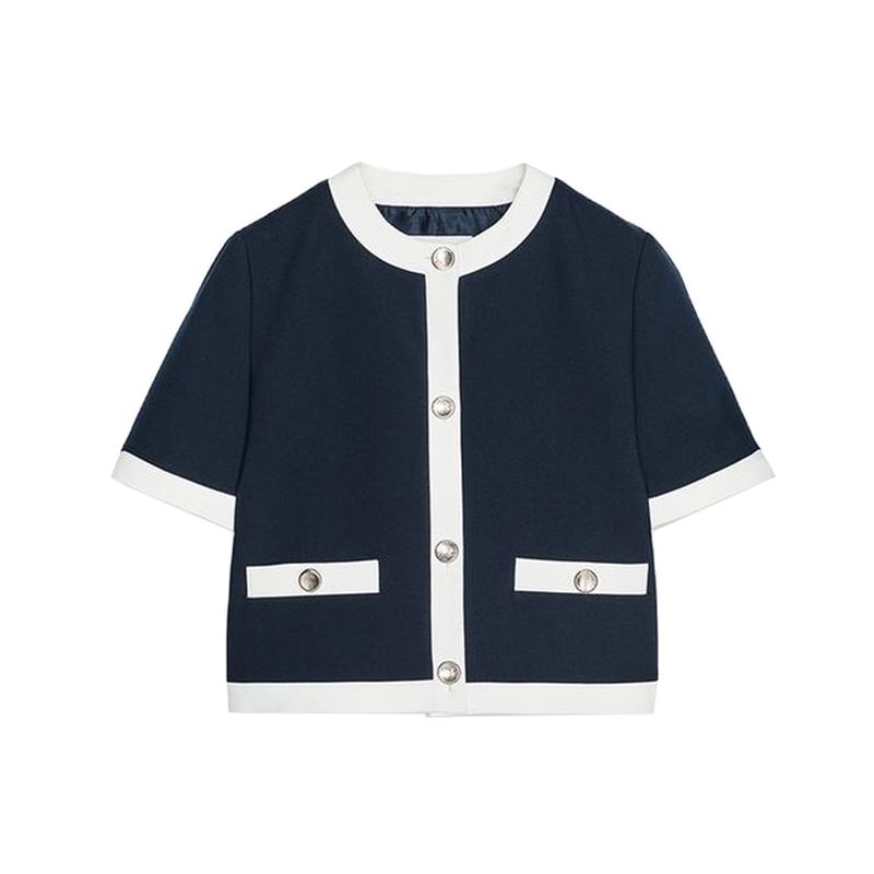 

Za Contrast Color Trim Blazers 3597696 8317593 High Waist Straight Pants 3599696 8316593 Sea Blue Top M