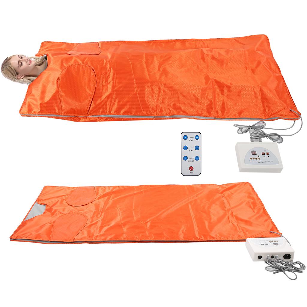 Far Infrared Heating Sauna Blanket Body Steaming Fitness Blanket for Home Salon (Orange) AU Plug