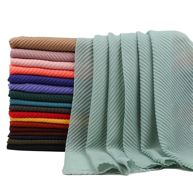 Yto Home Women's Plian Wrinkle Tr Cotton Hijab Scarf Muslim Hijab Shawl Solid Color Comfortable Sotf Wraps Headscarf Bandana180*90Cm