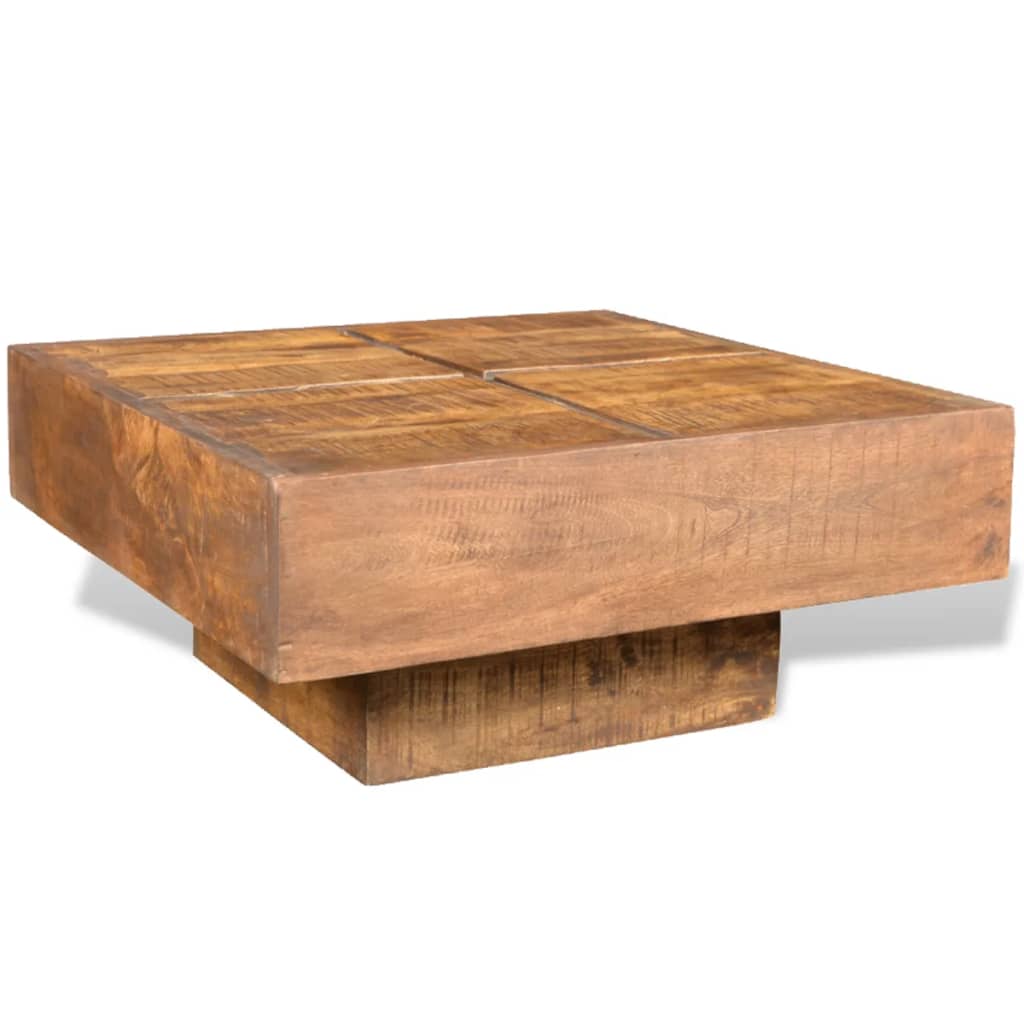 Square Mango Wood Coffee Table, Brown