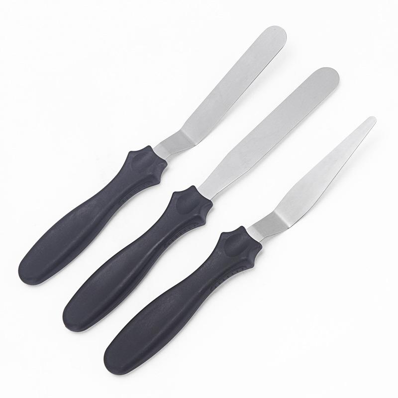 

3Pcs Cake Cream Spatulas Set Stainless Steel Small Cranked and Angled Spatula Cake Decorating Tool Palette Kit DIY Baking Tool чорний