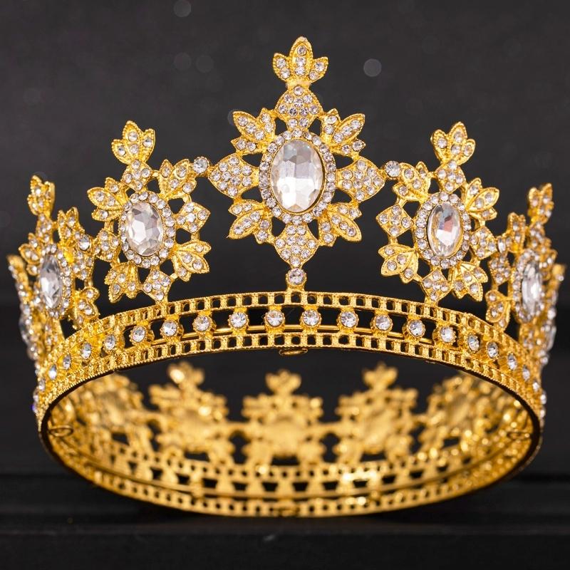 Crystal Rhinestone Round Crown Tiara Hair Jewelry Wedding Hair Accessories Bridal Hair Jewelry Queen Party Crown and Tiaras Gift