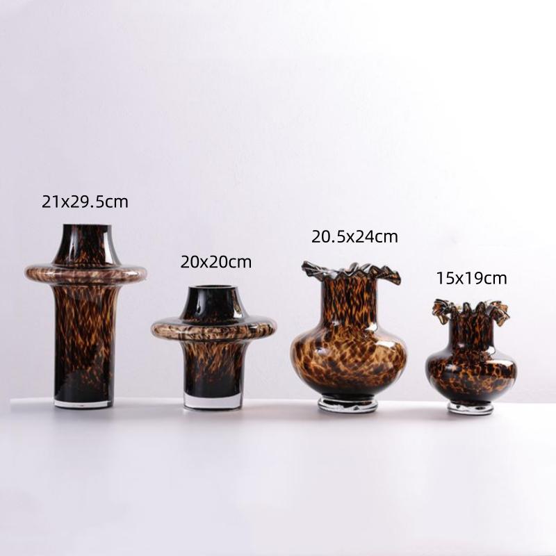 Glass Vase Leopard Print Crystal Bottle Flower Arrangement Hydroponics Terrarium Irregular Spots Flower Vase Home Decoration