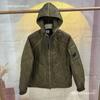Mens Winter Quilted Hooded Cotton Jacket Loose Fit Solid Color Warm Workwear Coat