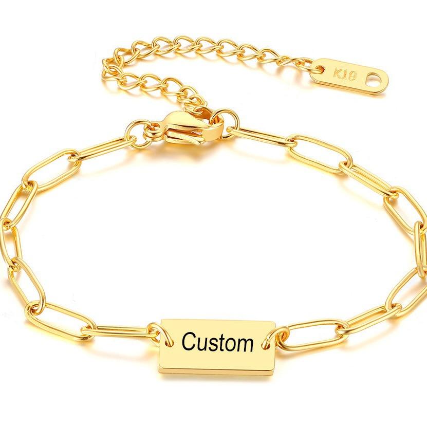 Extension Chain Stainless Steel Bracelet Ab Model, Chain White Rectangular Brand Gold Box Chain