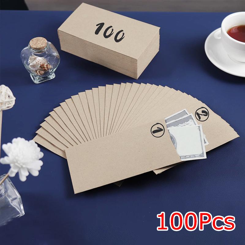 100PC Money Envelopes for Cash Gift Cards Cash Envelopes Seeds Self-Sealing Organizing Coins 8.89x16.5cm