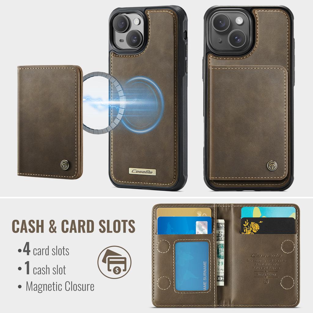 For iPhone 14 Magnetic Case CASEME ME80 Series Leather PC TPU Phone Cover with Detachable Wallet