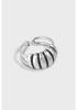 S925 Sterling Silver Retro Thai Blackened Ring - Hip Hop Aged, Exaggerated Style, Open-end for Women In European & American Fashion