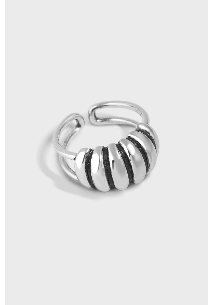 S925 Sterling Silver Retro Thai Blackened Ring - Hip Hop Aged, Exaggerated Style, Open-end for Women In European & American Fashion