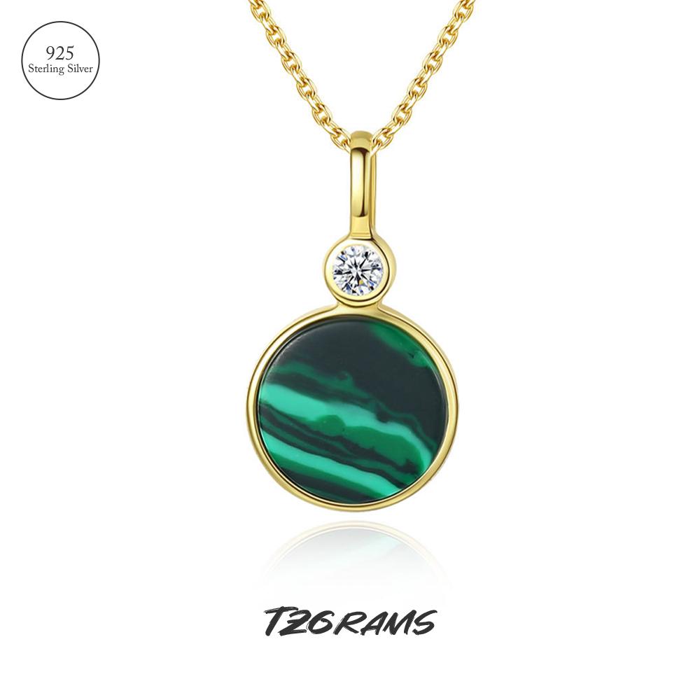 

Штампованное позолоченное серебряное ожерелье 925 пробы с малахитом, формальные бестселлеры, ювелирные изделия, персонализированные аксессуары для дня рождения