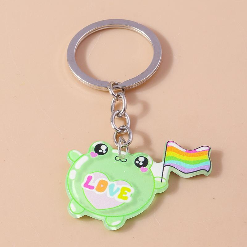 Lovely Acrylic Frog Keychain Men Women Animal Keyring Pendants for Car Key Holder Handbag Decor Handmade Jewelry Gifts