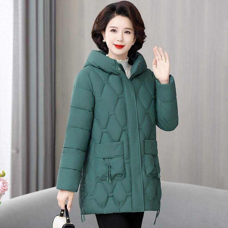 Women Jacket Loose Down Cotton Coats Parkas Casual Warm Outerwear Hooded Winter Jacket Oversize Middle Aged Female Overcoat