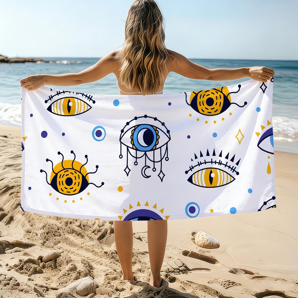 Glücksaugen Blau Böse Augen Handtuch Strandtuch Übergröße Schnelltrocknend Handtuch Saugfähig Weich Schwimmen Strandhandtücher für Männer Frauen