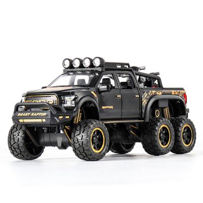 1/24 משאיות פיקאפ פורד לבנים F150 ראפטור דגם מכונית מתכת יצוקה עם סאונד ואור לילדים מגיל 3 ומעלה כחול