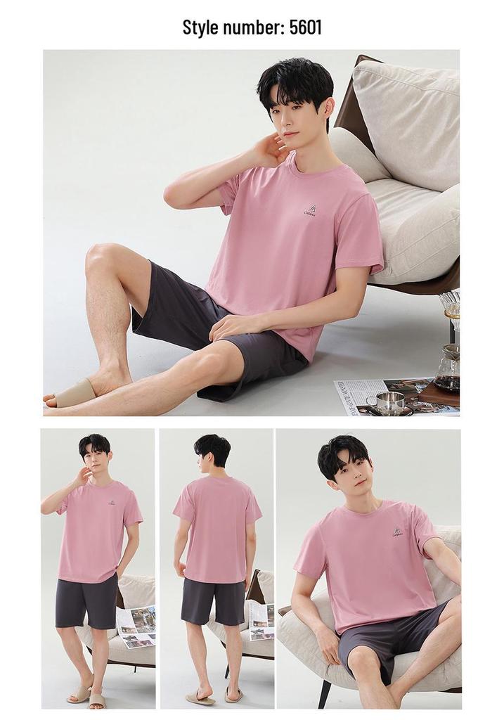 Men's Plus Size Ice Silk Summer Pajama Set - Modal Short Sleeve Top & Shorts