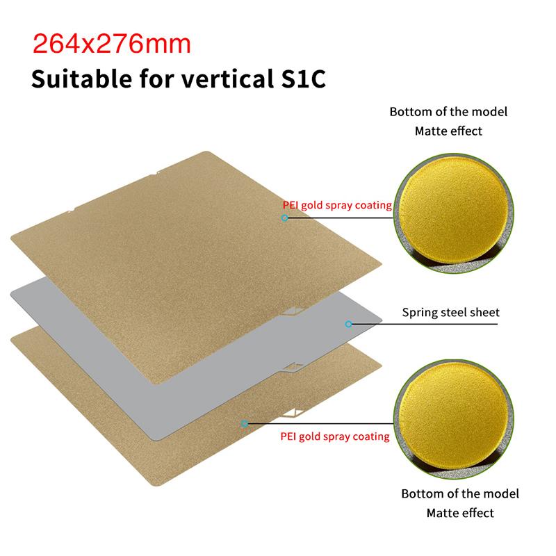 

Для Anycubic Kobra S1 Combo Plate Pei Sheet 264X276 Pei Текстурированный Двусторонний Нагревательный Стол Для Аксессуаров Для 3D Принтера Kobra S1C