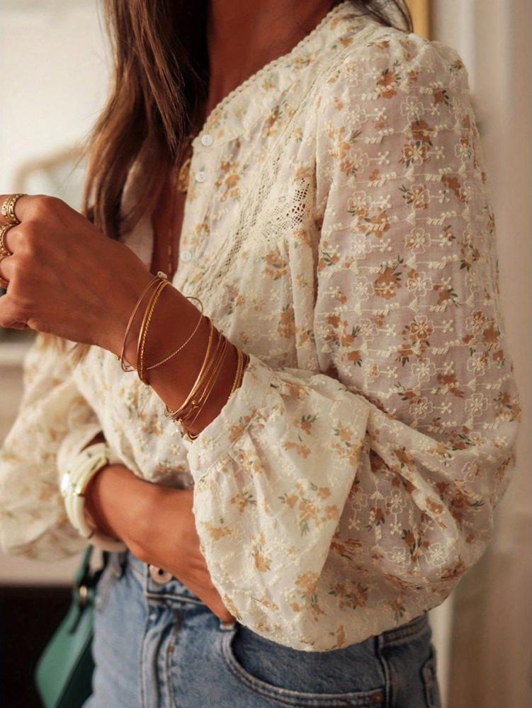 Spring 2026 Women's Casual Lace Patchwork Printed Top - European & American Style