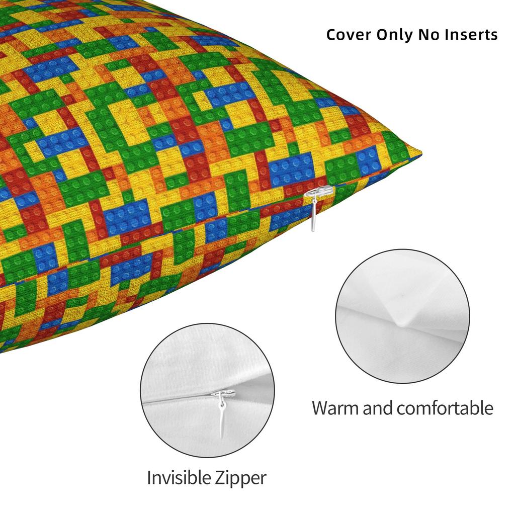 Rainbow Building Blocks Print Pillowcases Novelty Pillow Case For Office Car Home Decor Comfy Pillow Cover