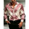 2026 New Men's Luxury Satin Shirt Geometric Color Block Printed Cuffs Long Sleeve Collar Button Shirt Wedding Men's Top