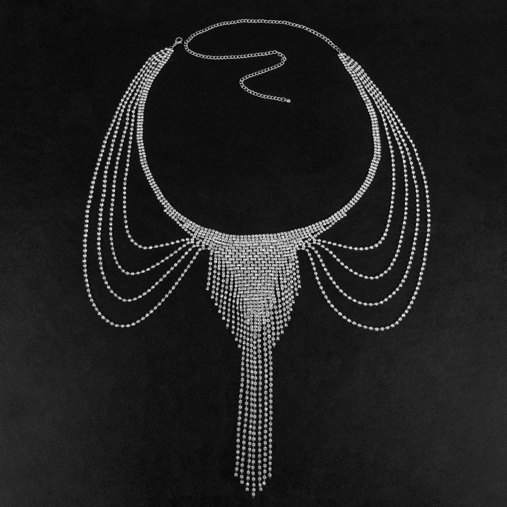 Engelsflügel Körperkette, Europäische und Amerikanische sexy volle Diamant-Quaste Brustkette, Damen Körperkette