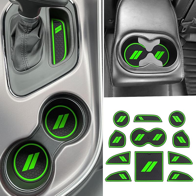 For Dodge Challenger Accessories 2015-2024  Fits Cup Holder Ert Anti-Dust Mats Door Pocket Center Console Liners(Black Trim) - 11 PCS Set