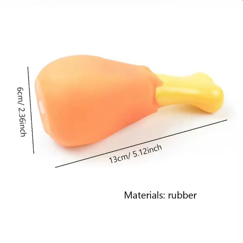 Pet Squeaky Toy - Chicken Leg Shape Rubber Bite-resistant Realistic Safe Durable Teeth Cleaner, for Small Medium Dogs