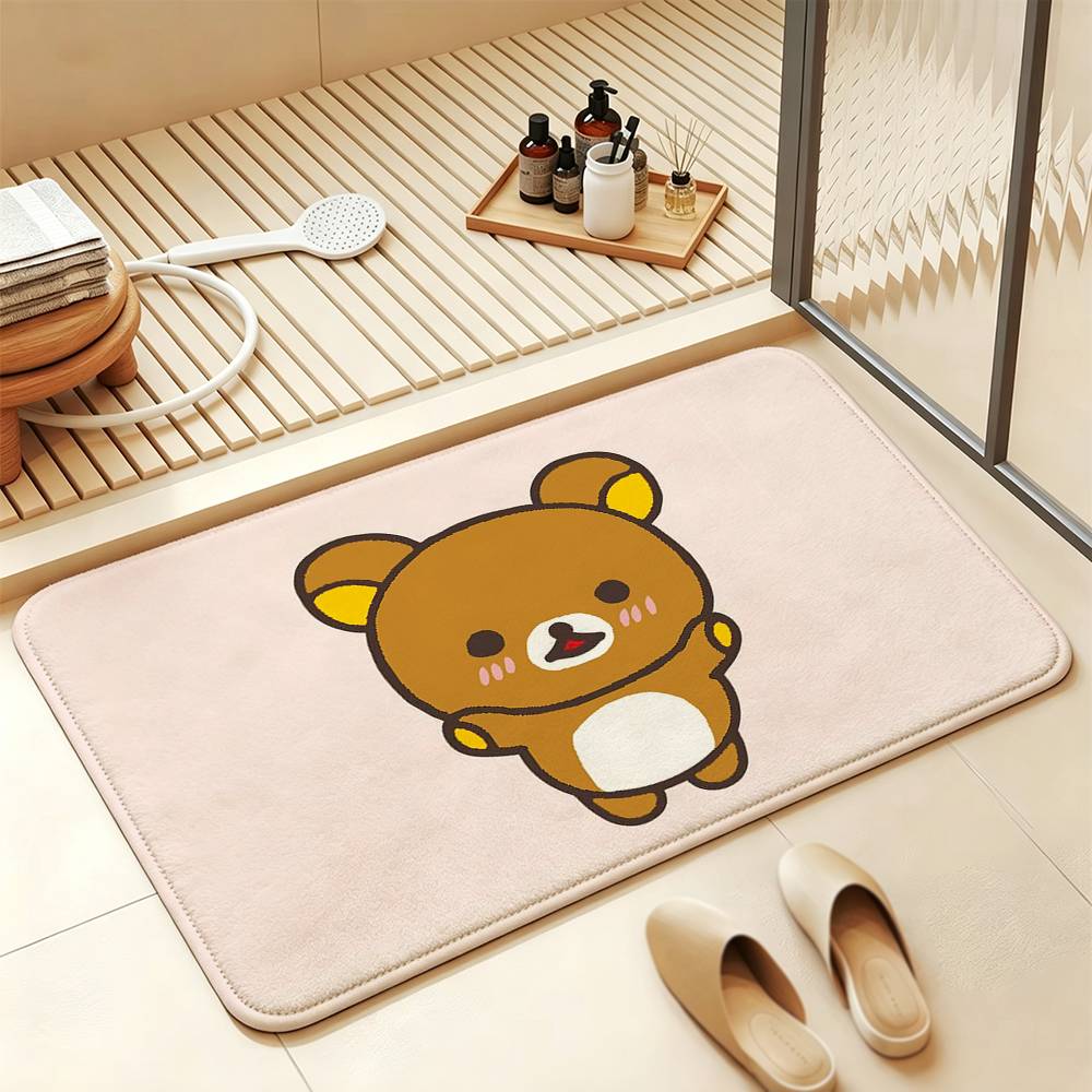 So Lovely R-Rilakkuma-S bear Anti‑Slip Floor Mat Short Plush Rug mat Soft Comfortable Machine Washable Home Decor