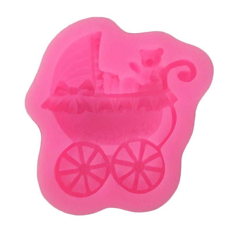 Baby Carriage Silicone Molds DIY Baby Birthday Fondant Cake Decorating Tools Polymer Clay Candy Chocolate Moulds