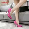 Móda Aphixta Nové 4,72palcové super vysoké jehlové podpatky lakovaná kůže dámské lodičky barevné oficiální boty se špičatou špičkou plus velká velikost 49 50