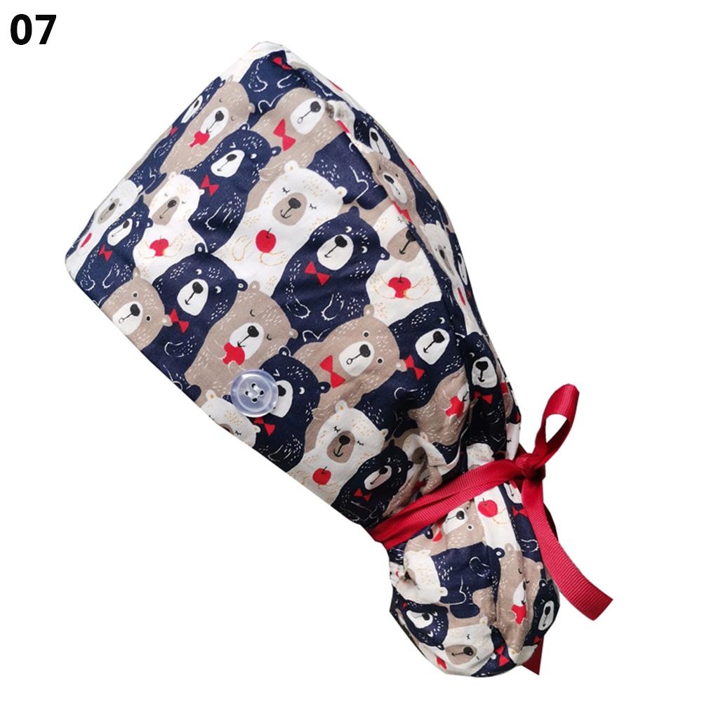 One Size Adjustable Cotton Tie Back Hats Long Hair Cap Working Hat Working Cap With Button