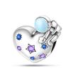 Copper Metal Blue series moon Plane Space series Glass Bead Components Clip Charm Bead Component Compatible With 4MM hole diamete Bracelet High
