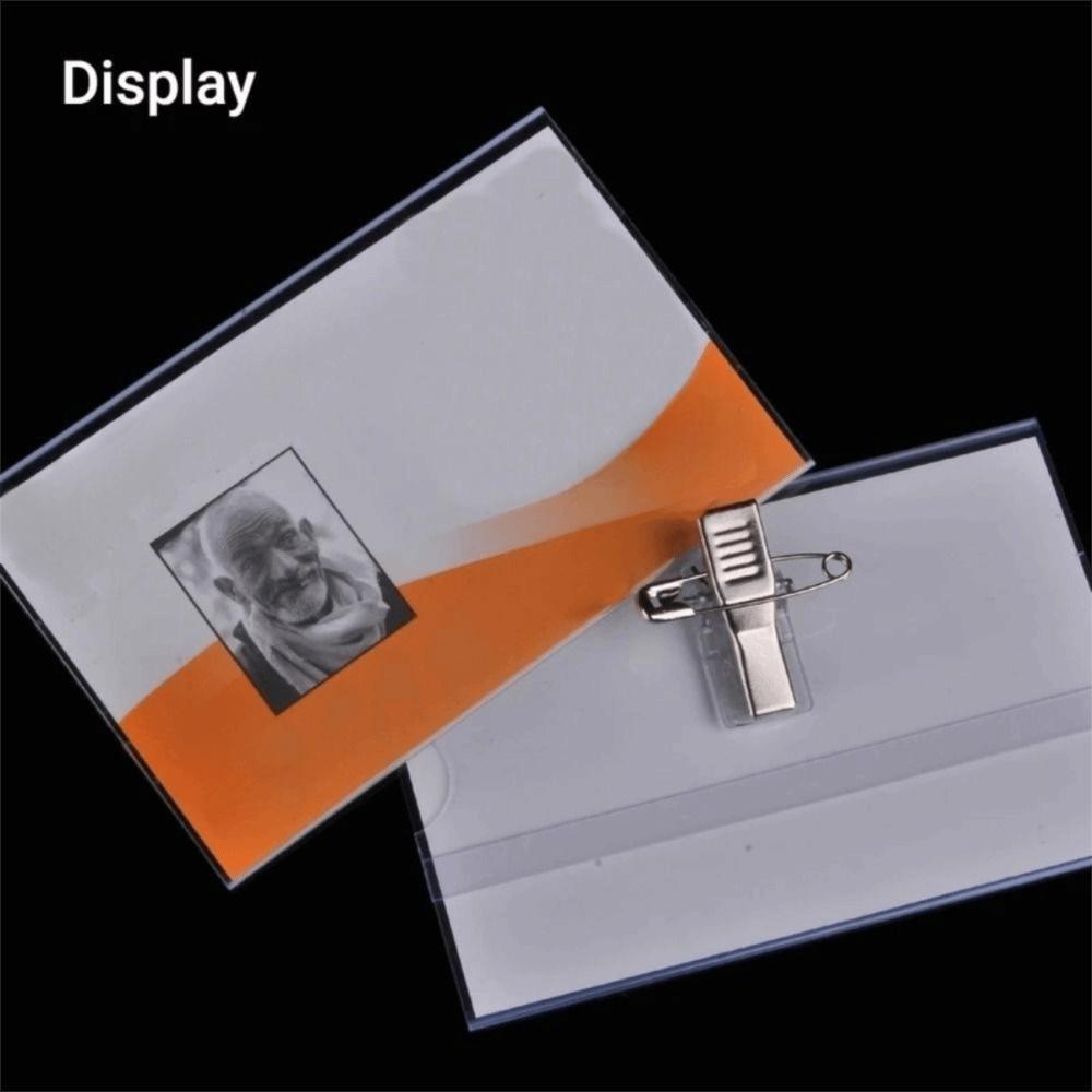 10pcs Name Pass ID Card Holder Transparent Brooch Useful Safety Pin Clip  Business Conference School
