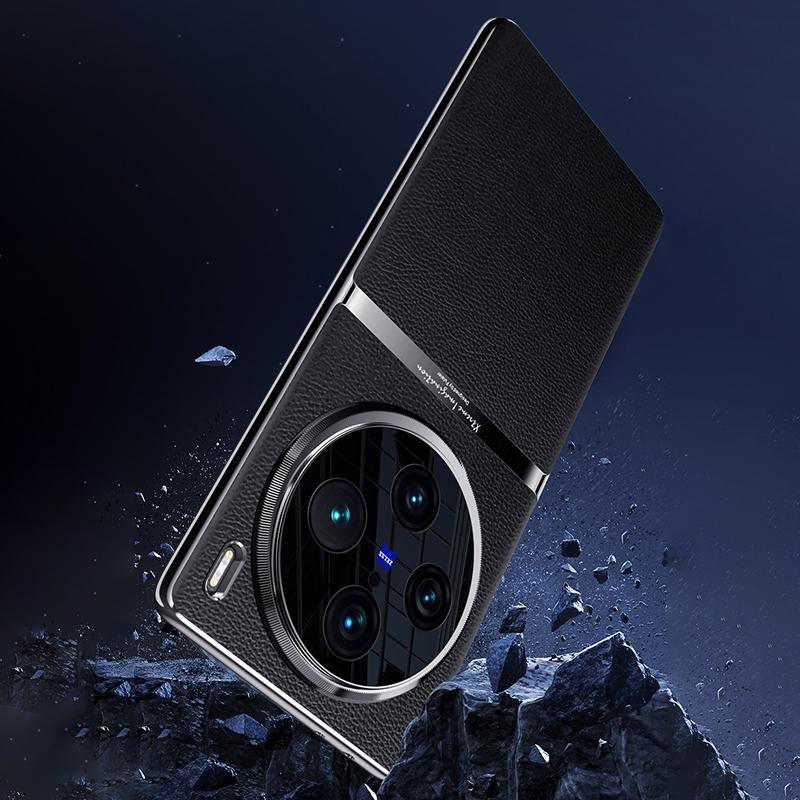 Für vivo X100 Pro 5G Hülle Stoßfest Acryl+PC+PU Leder Handyhülle