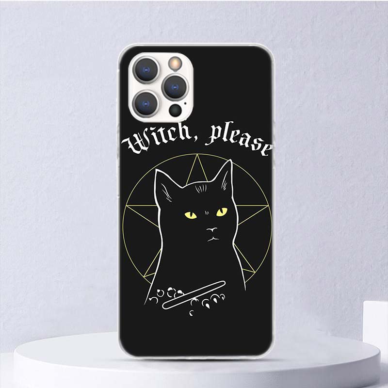 Witch And Cat Colorful Cute Soft Case For iPhone 16 17 Air 16E 15 Plus 11 12 13 Mini 14 Pro Max Phone Cover Apple 7 8 SE Coque F