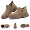 Oulylan New Men's Safety Shoes Anti Smashing Anti Stabbing Cowhide Labor Protection Shoes Breathable Welding Work Shoes
