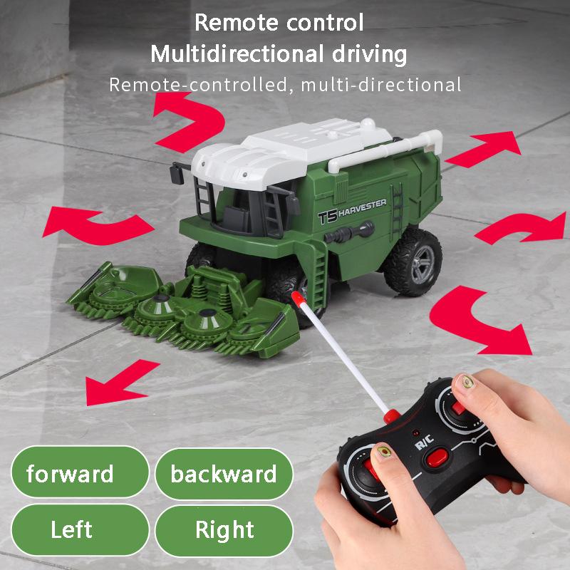 RC Harvester Tractor Truck Model Pusher Simulation Farmer Vehicle With Led Light And Sound Engineering Vehicle Toys Kids Gifts