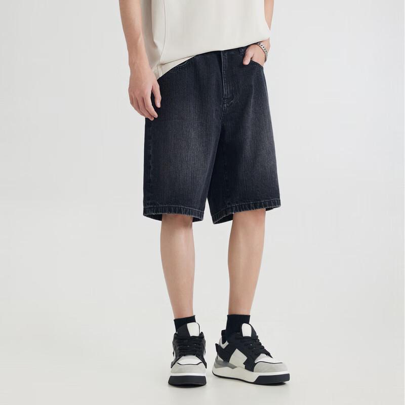 

Мужские вязаные черные стрейчевые джинсовые шорты Cabbeen L