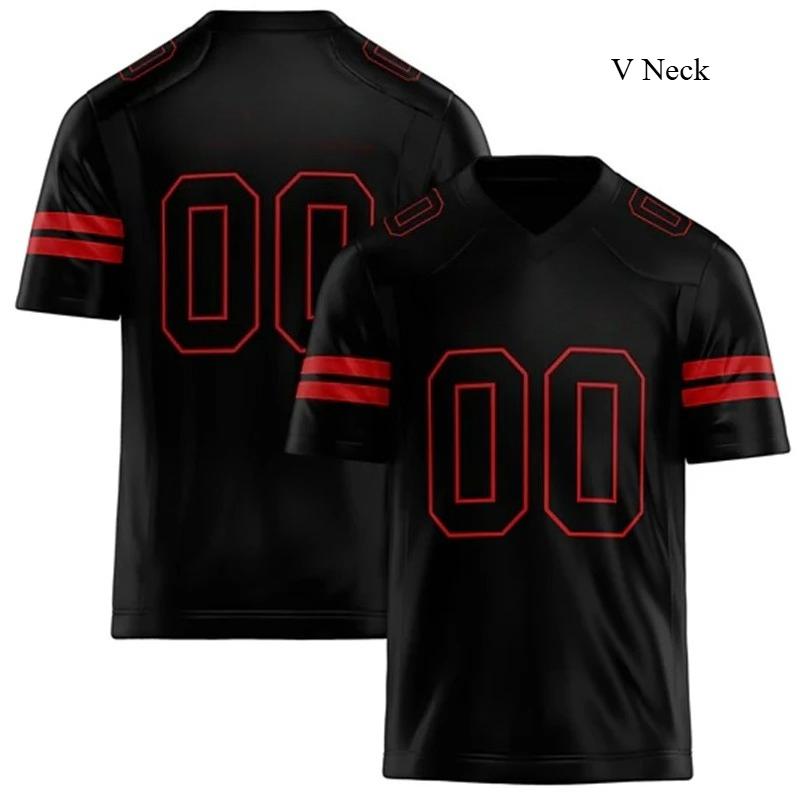 Rugby T-shirt Personalized V Neck Black Mens Sports T Shirt Loose Quick Dry Team Uniforms