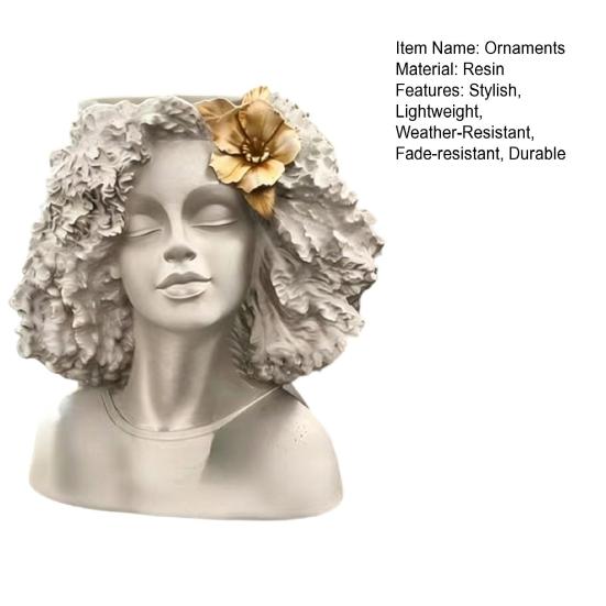 Resin Face Planter Head-mounted Sculpture Artistic Pot for Planting Lightweight Resin Avatar Flower Pot Gift for Plant Lovers Home Decor