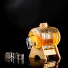 Barrel Whiskey Decanter Set, Full Set with 2 Whiskey Glasses, Custom Decanter Stand, Stainless Steel Dispenser