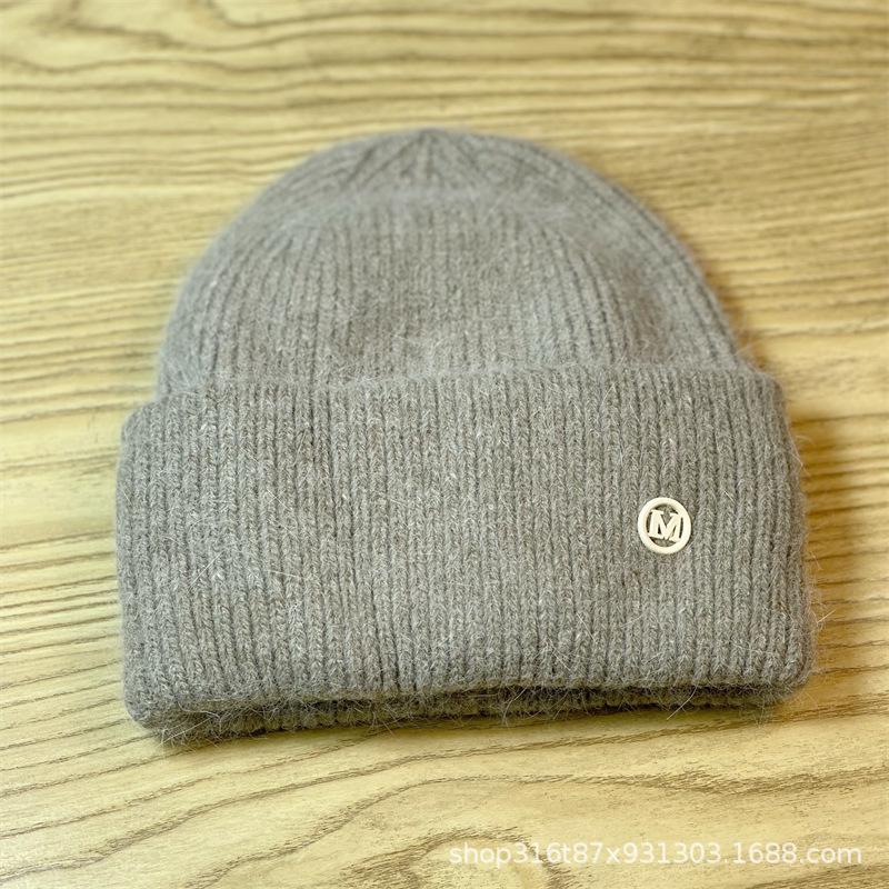 

Rabbit Fur Woolen Hat for Women Autumn and Winter New Korean Version Versatile Thickened Warm Hat Ear Protection Rabbit Fur Knitted Hat one size