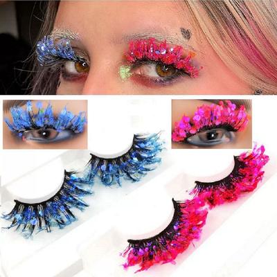 Fluorescent Luminous Sequins Eyelashes Color Luminous Dense Chemical Fiber Eyelashes Factory Wholesale Cross-border False Eyelashes