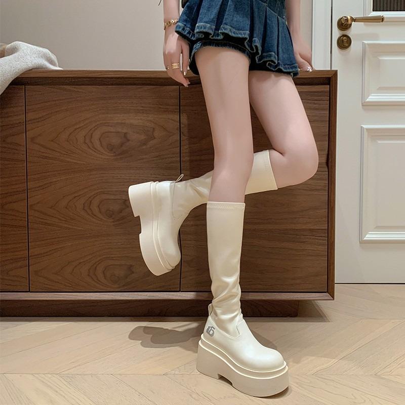 Anti-slip Shoes, Elastic Boots, Thick-soled Height-increasing Long Boots, Women's Knee-high Boots