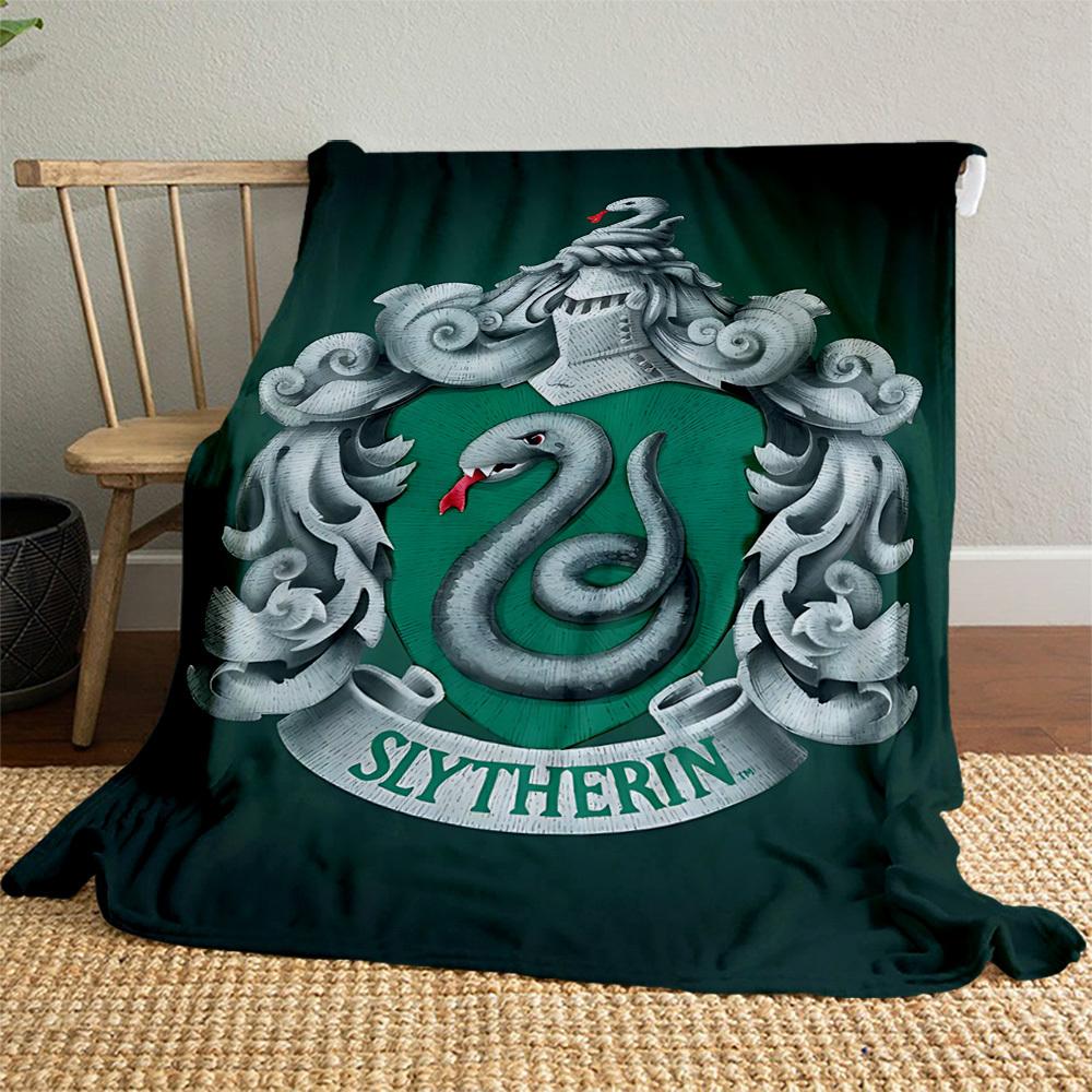 1pc Slytherin Snake Crest Outdoor Flannel Throw Blanket All Season Soft Warmth,Home Decor 1031251