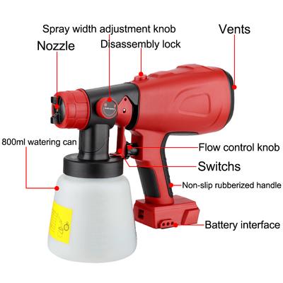 Pistolet pulvérisateur électrique 800 ml pour Makita/Dewalt/Bosch/Milwaukee/Ryobi, batterie 18 V 20 V, pulvérisateur de peinture électrique sans fil pour voiture