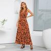 HNXC Women's Fashion Summer Spring Leopard Print Sleeveless V-Neck High Waist Casual Dresses