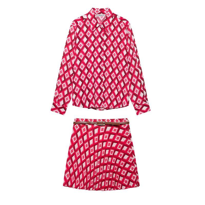 Kaslead New Arrival Women's Fashion Style Geometric Pattern Print Shirt Skirt 2298065 2298069